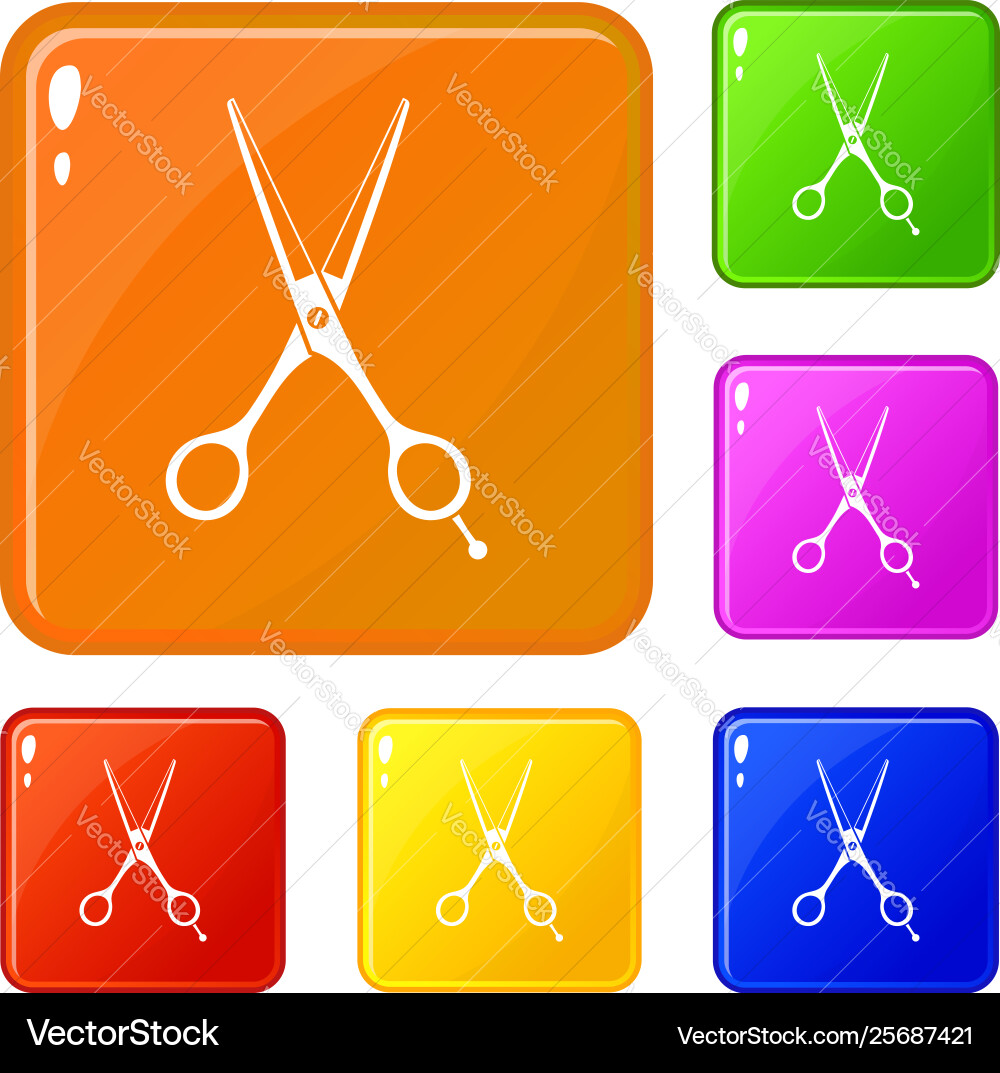 Scissors icons set color Scissors icons set color vector image