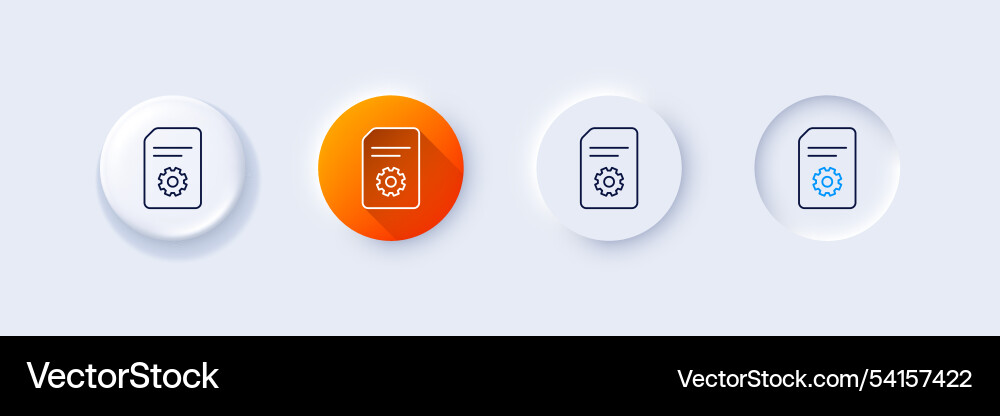 Document management icon file with cogwheel line Document management icon file with cogwheel line vector image