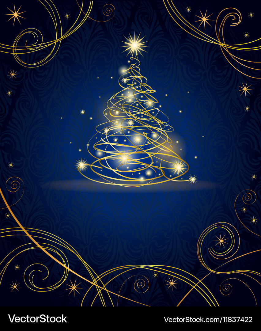 Goldene Weihnachten Baum Hintergrund Vektorbild