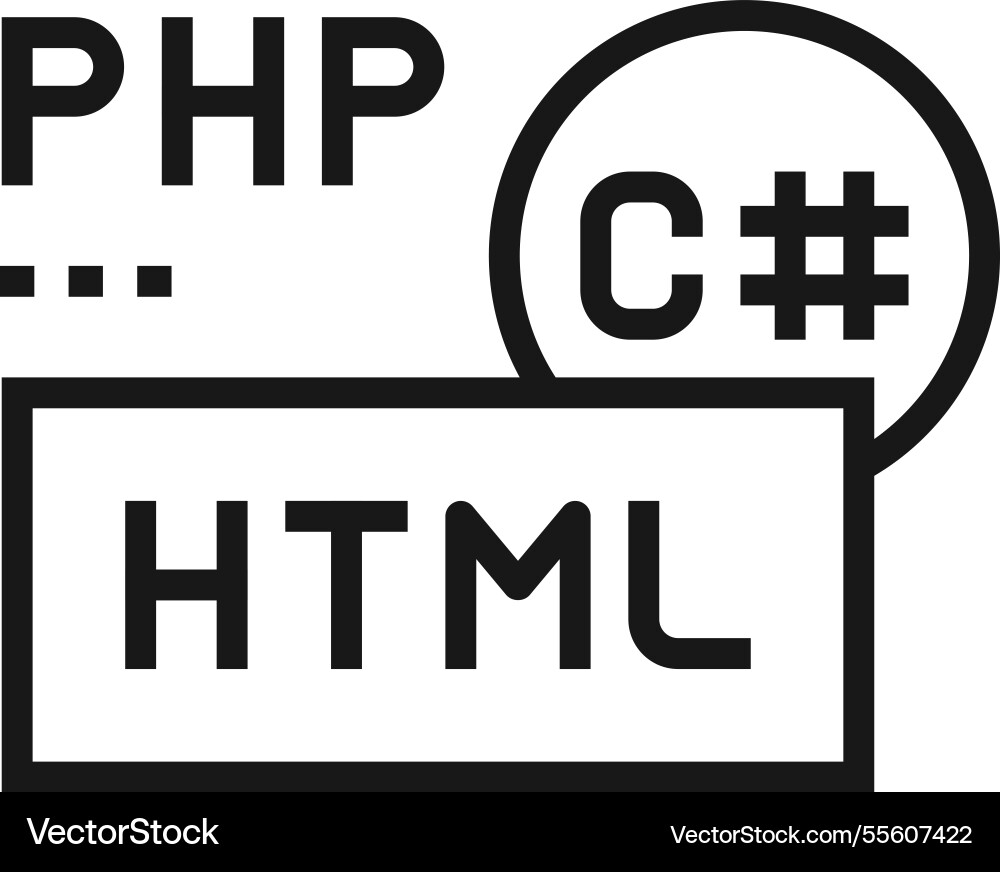 Kodierung Sprache Flat Line Web-Icon Konzept Vektorbild