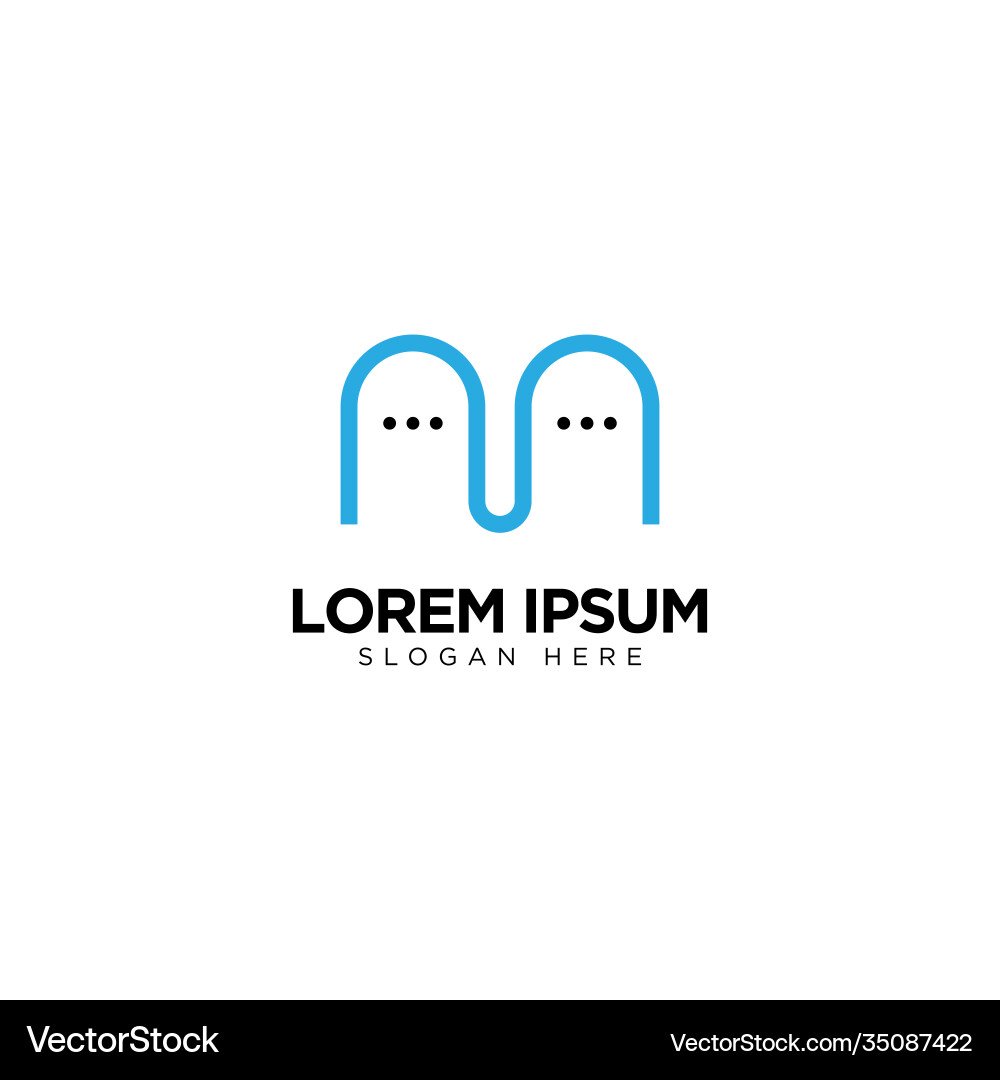 Letter m chat logo template design message icon Vector Image