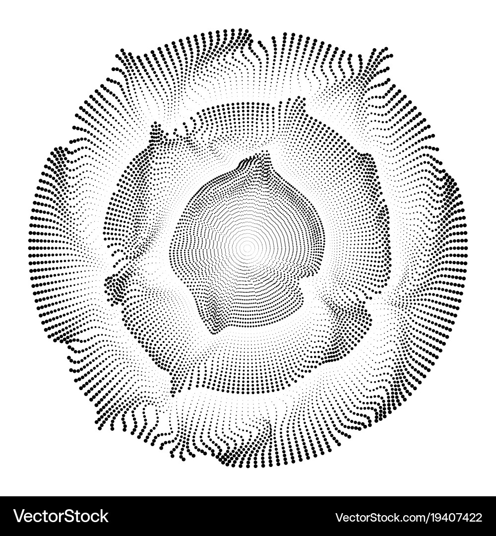 Radial black and white round pattern of dots Vector Image