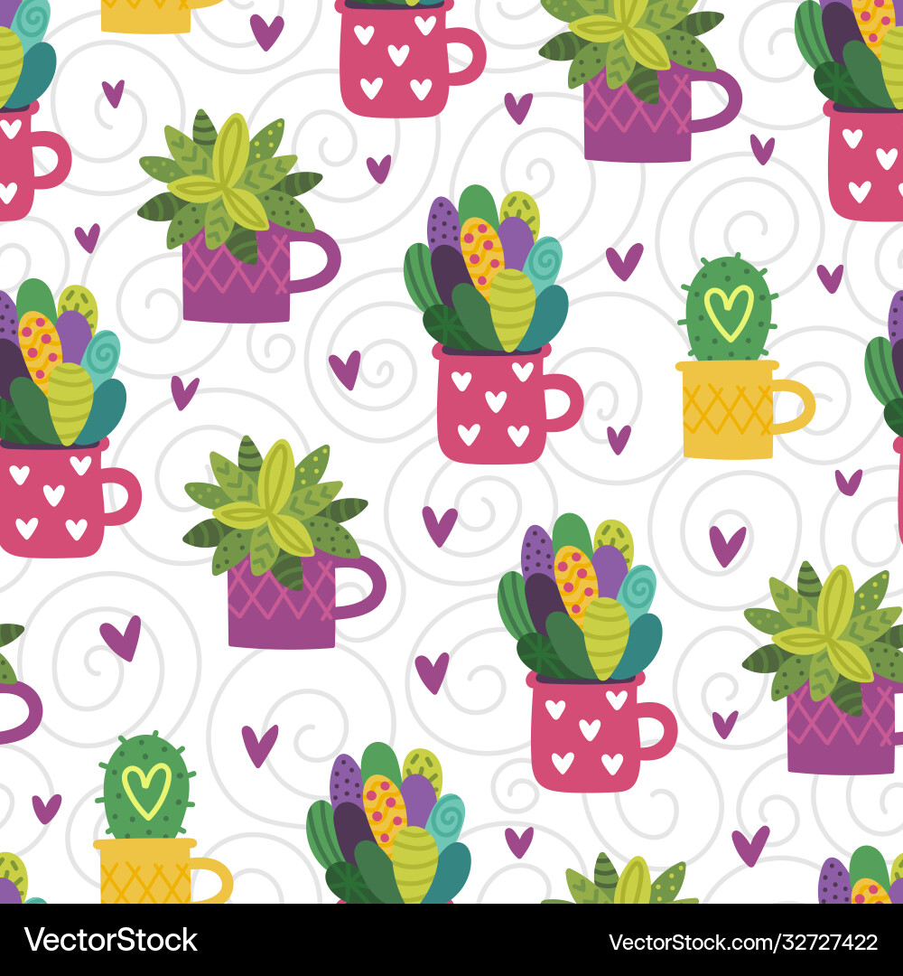 Seamless cactus pattern Seamless cactus pattern vector image