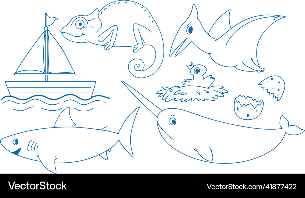 Set of simple children hand drawing objects Set of simple children hand drawing objects vector image