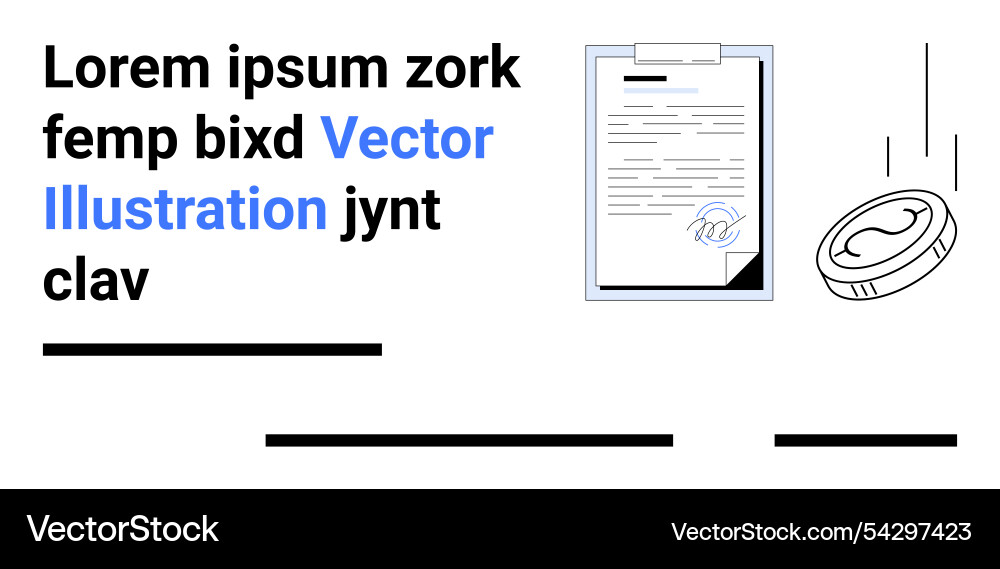 Business document with text and floating coin Vector Image