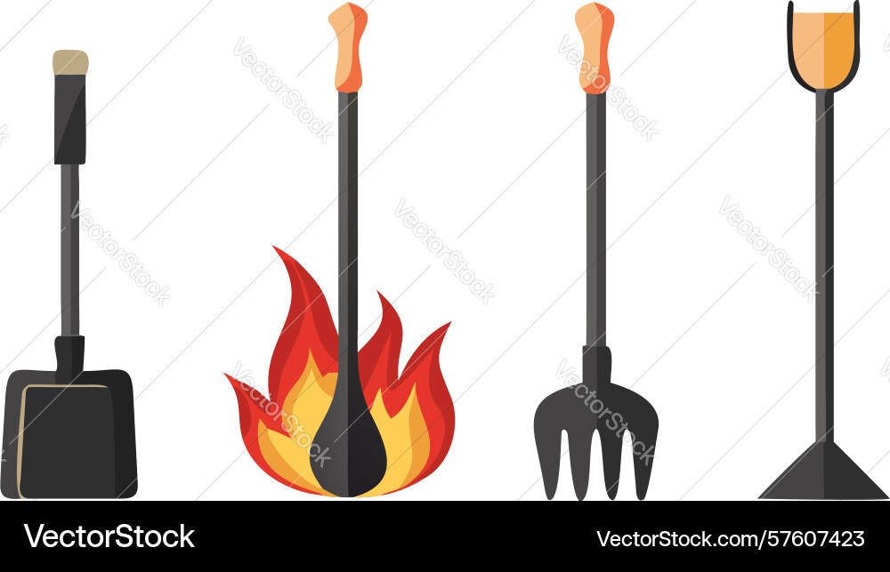 Essential fireplace tool set design generative ai Vector Image