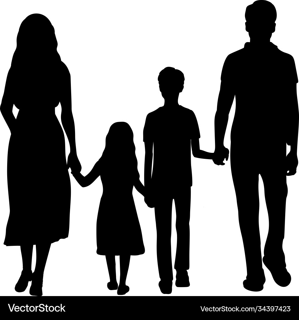 Family Silhouette Group Vector Image