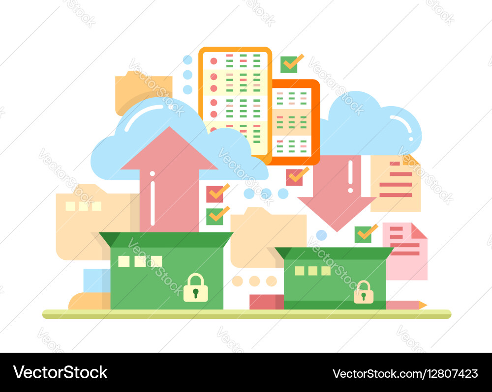 Files archiving - flat design website banner vector image