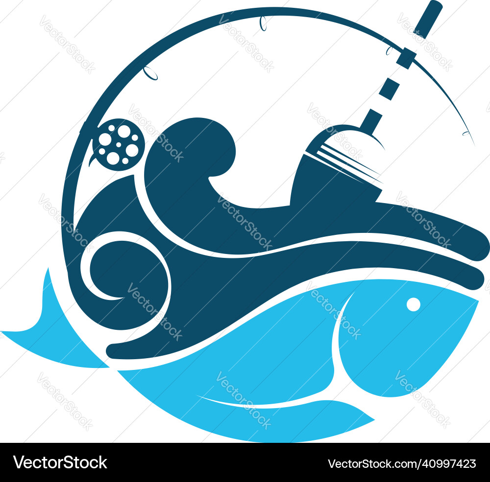 Fish on the wave and float Vector Image