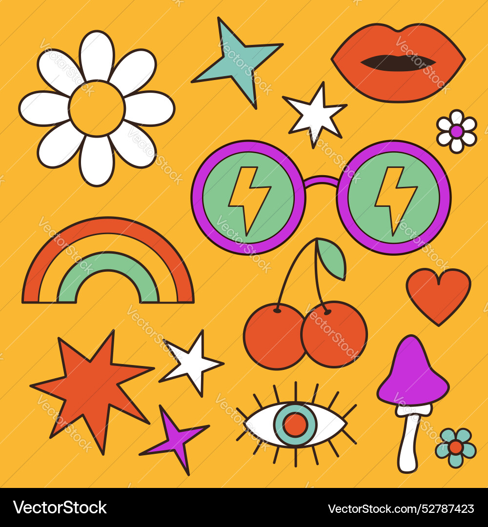 Groovy Retro-Symbol in 60s 70s Hippie-Stil Groovy Retro-Symbol in 60s 70s Hippie-Stil vektorbild