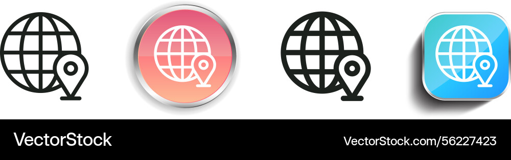 Location icon thin linear regular and button vector image