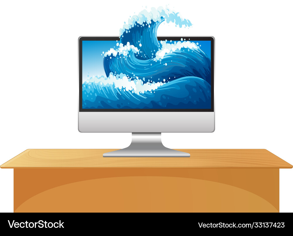 Ocean waves on computer desktop vector image