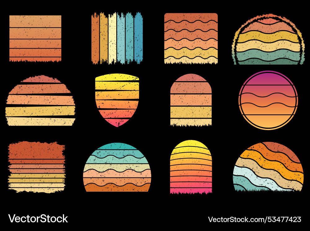Retro Sunset Grunge Shapes – Free Vector | VectorStock
