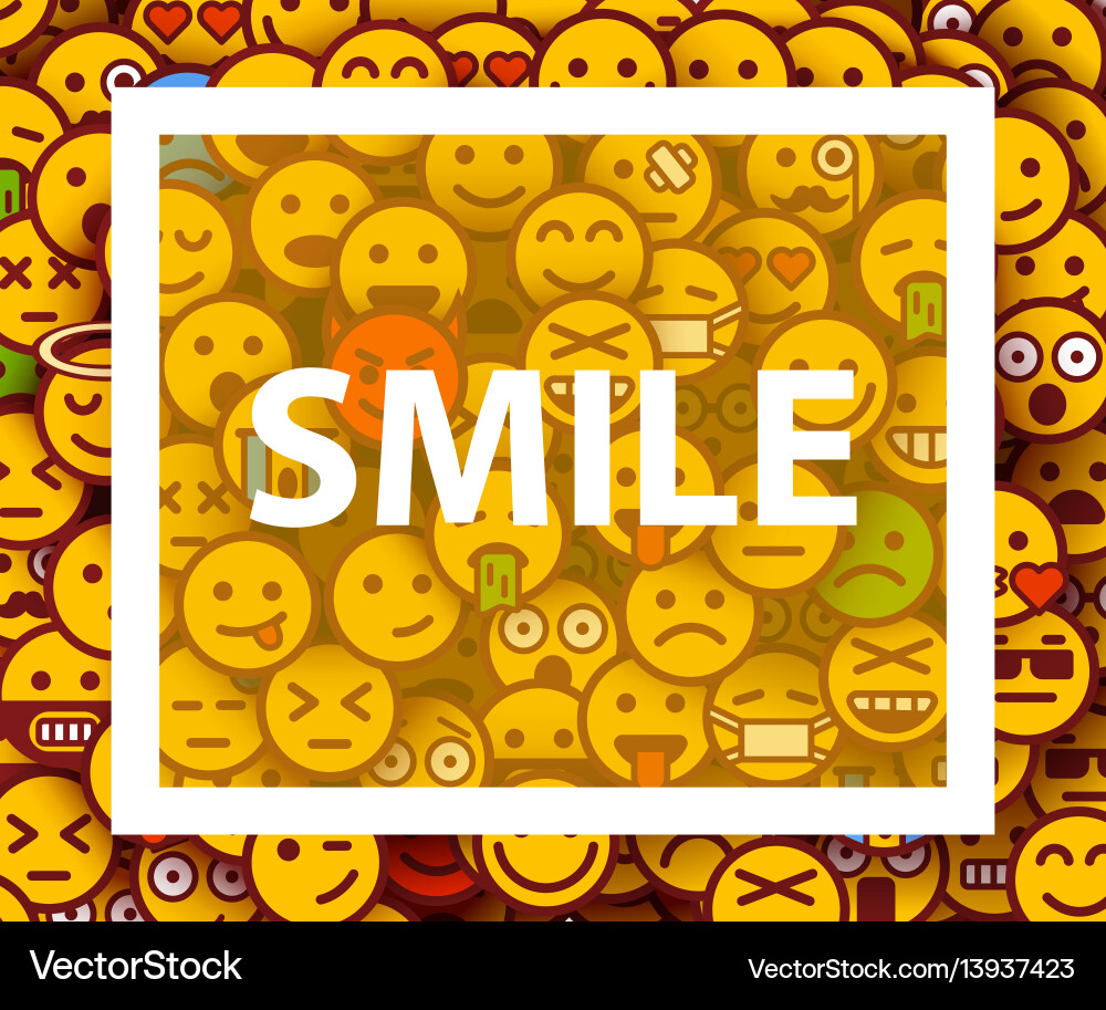 Smiley faces design elements background Smiley faces design elements background vector image