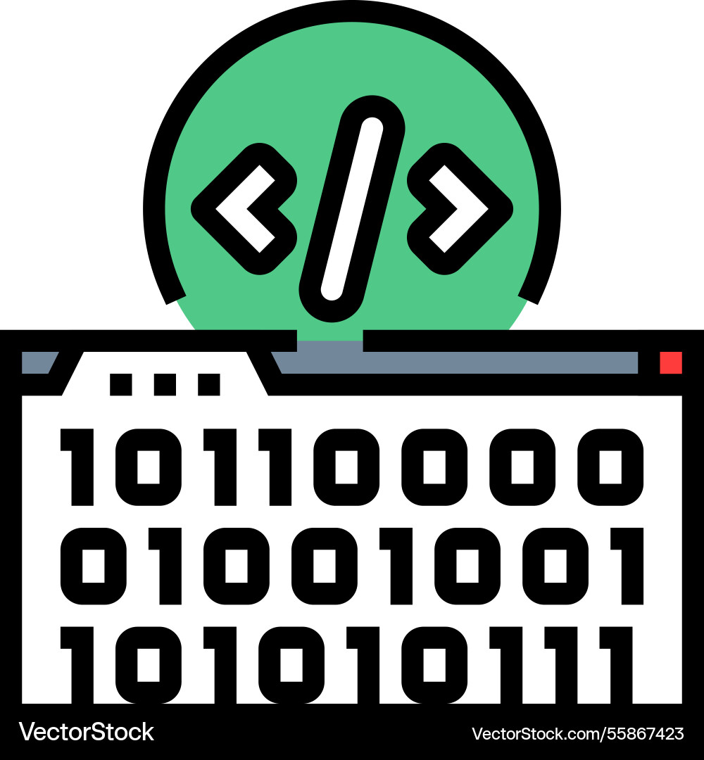 Software Programmiercode Farbsymbol vektorbild