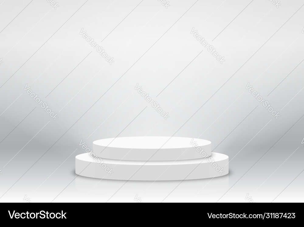White 3d podium mockup in circle shape empty White 3d podium mockup in circle shape empty vector image