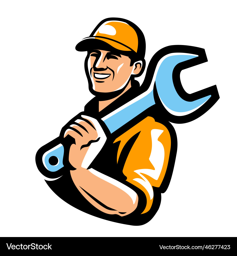 Worker with wrench tool engineer technician Worker with wrench tool engineer technician vector image