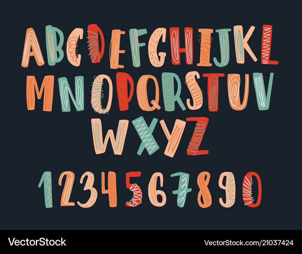 Creative hand drawn latin font or childish english Creative hand drawn latin font or childish english vector image