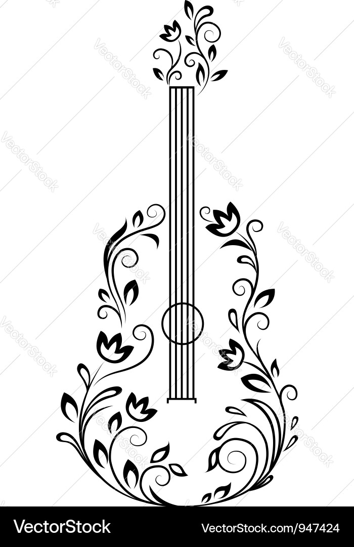 Floral Guitar Motif vector image
