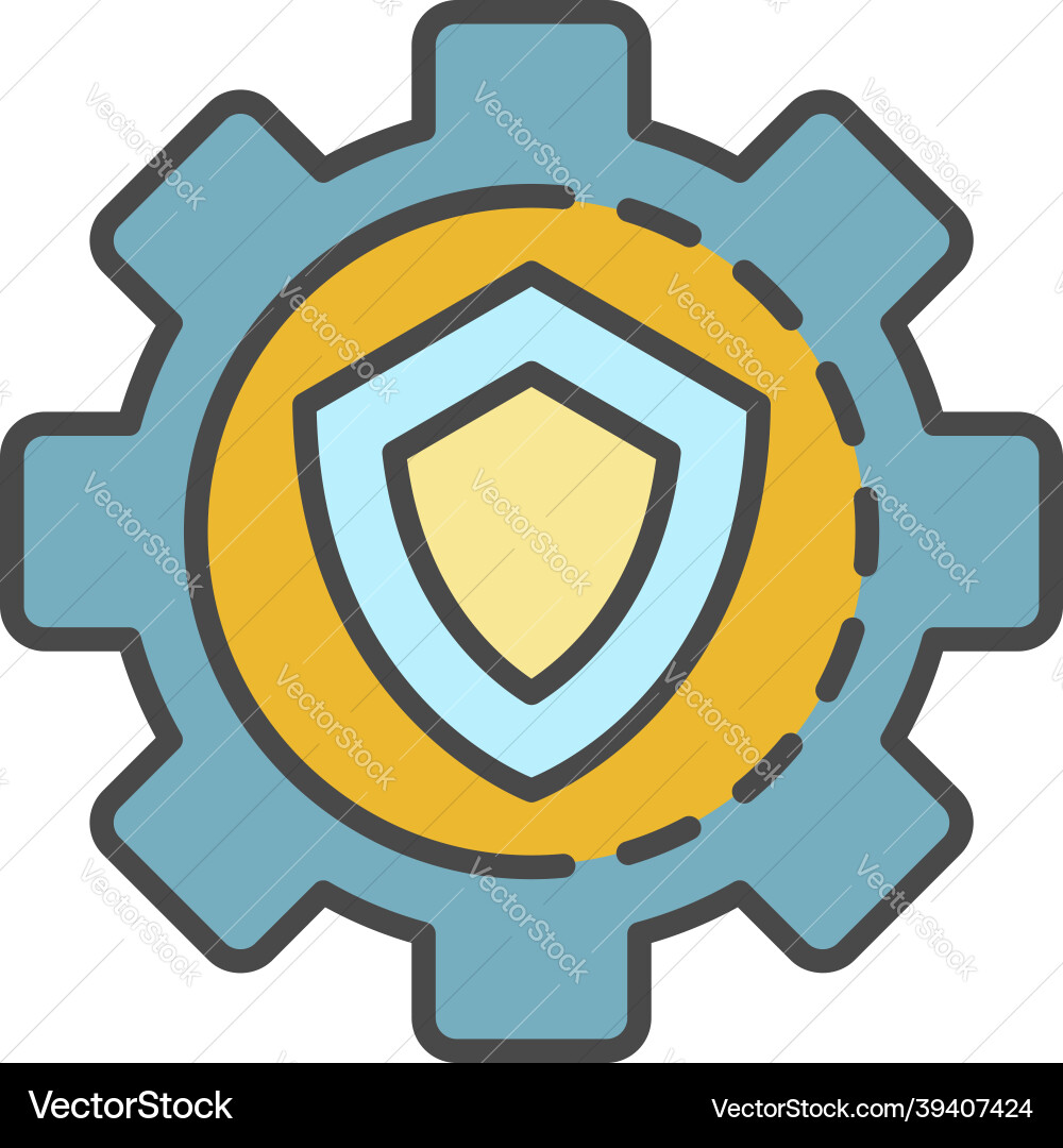 Gear wheel secured icon color outline Vector Image