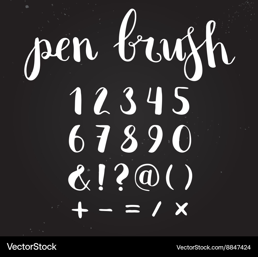 Hand drawn script numbers from 0 to 9 digits Vector Image