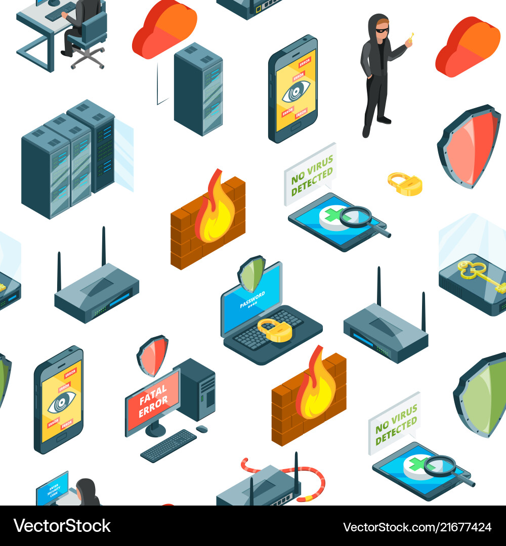 Isometric Data & Security Icons Vector Image