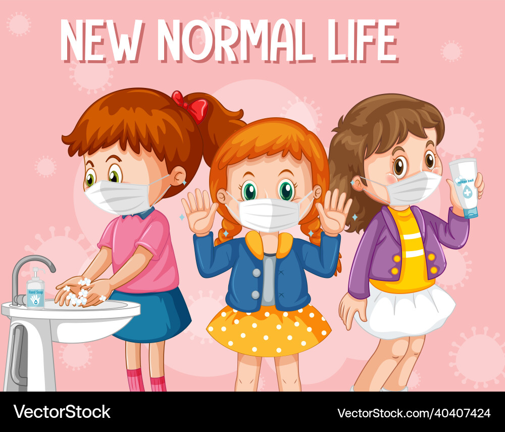 New normal life with children wearing mask New normal life with children wearing mask vector image
