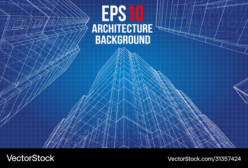 Wire-frame model a multi-storey building Vector Image