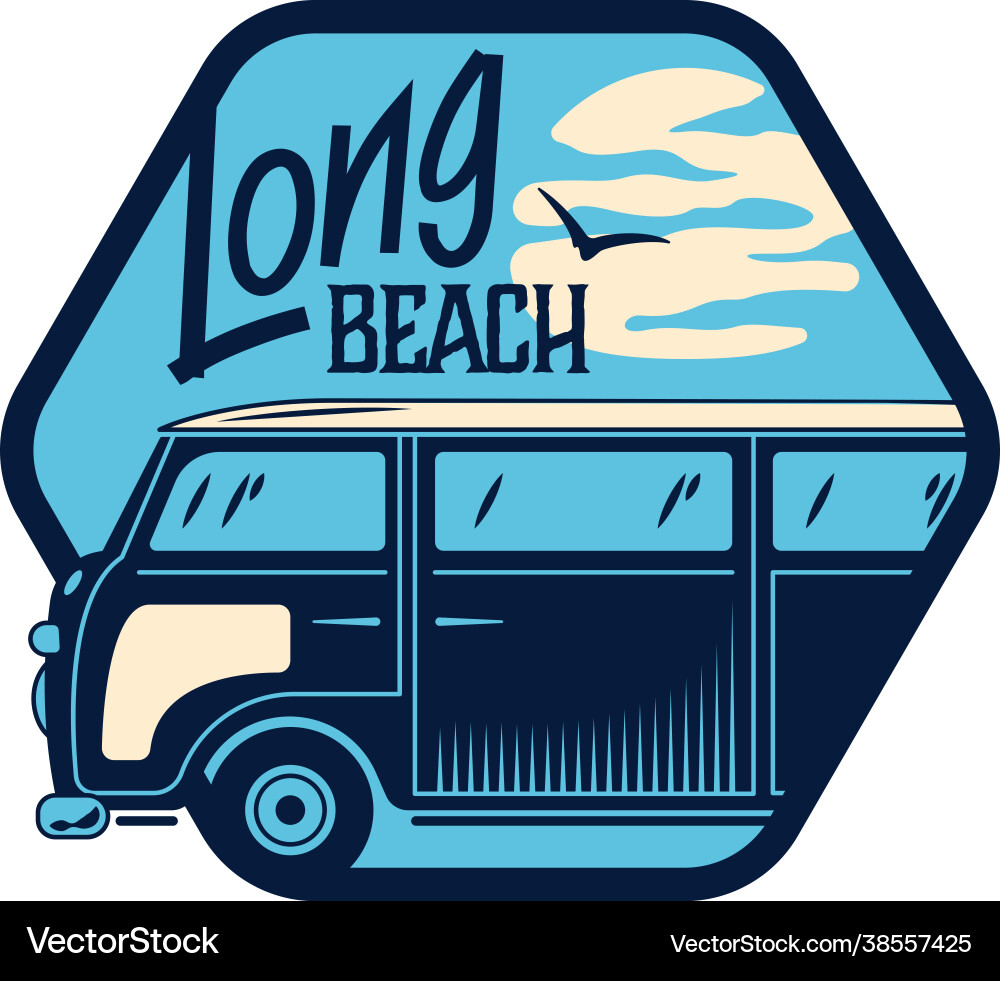Beach hand drawn emblem Beach hand drawn emblem vector image