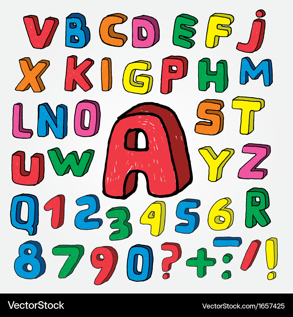Cute Hand-Lettered ABC Vector Image