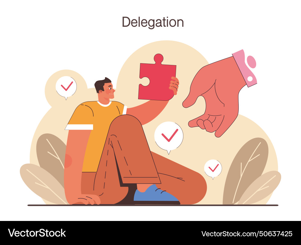 Delegation task assignment and control leader Delegation task assignment and control leader Vector Image