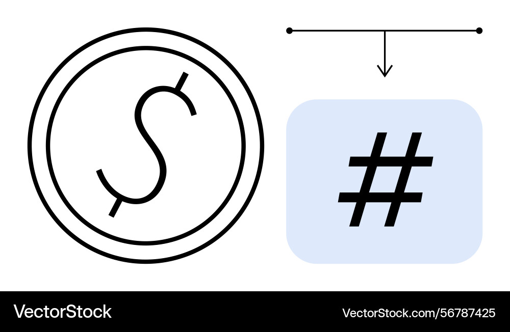 Dollar symbol connected to metadata tag via Vector Image