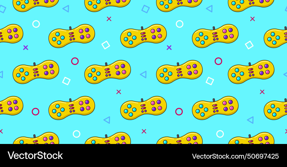 Gamer seamless pattern gamepad controller Vector Image
