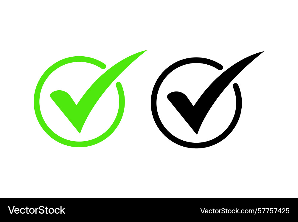 Green and black checkmarks within circles Vector Image
