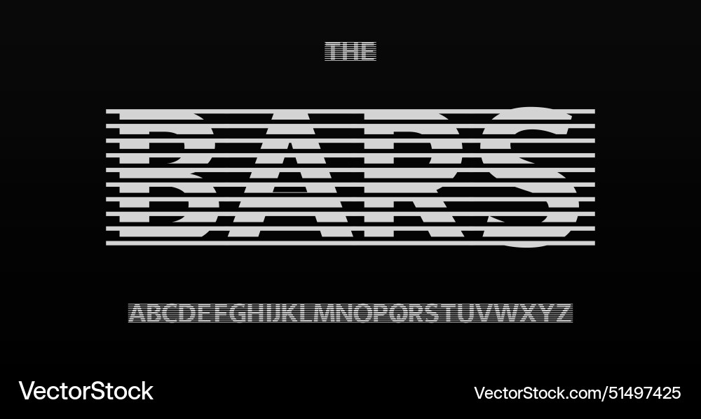 Moderne glitch Alphabet mit horizontalen Balken Effekt Moderne glitch Alphabet mit horizontalen Balken Effekt vektorbild