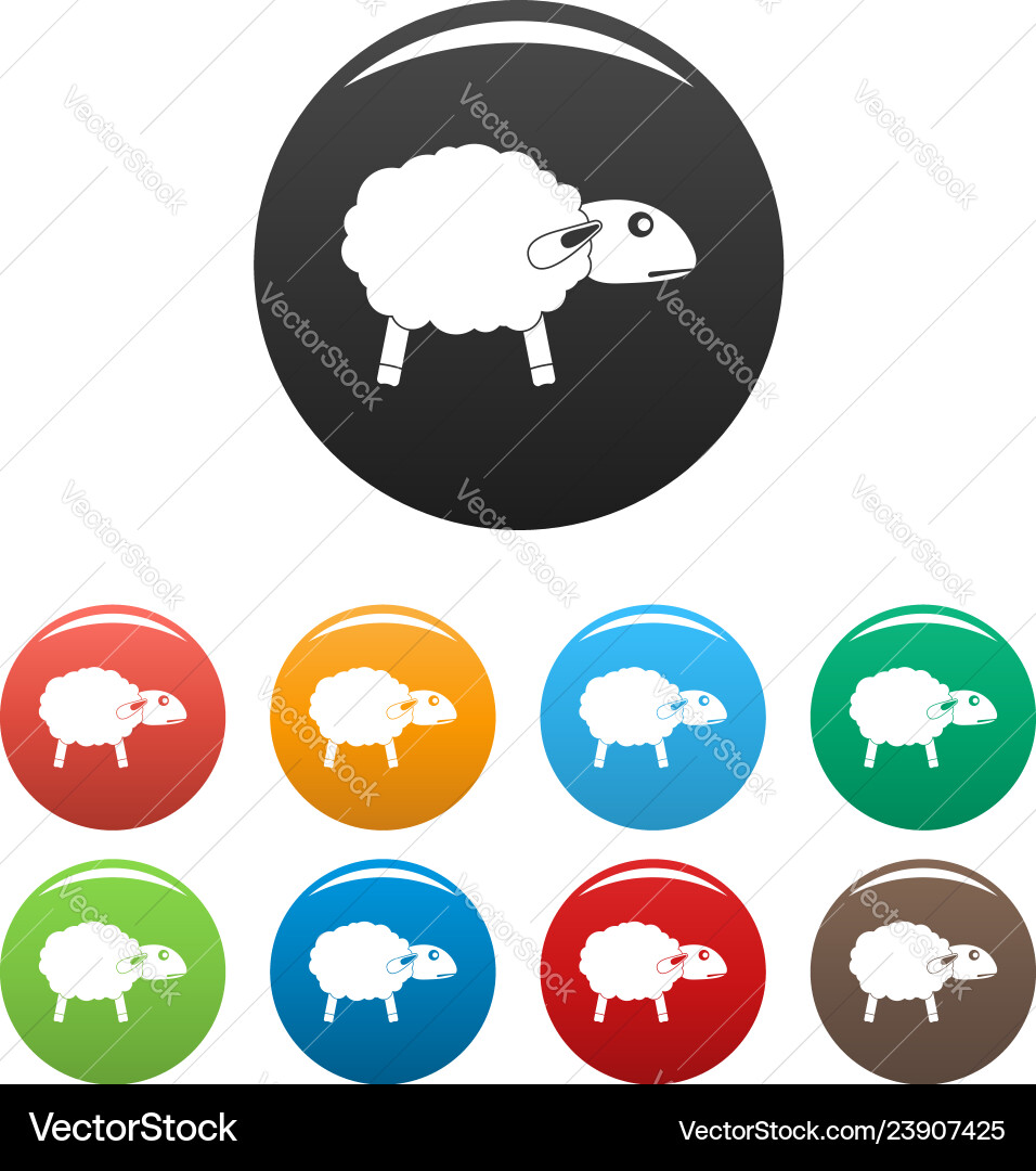 Scared sheep icons set color Scared sheep icons set color vector image
