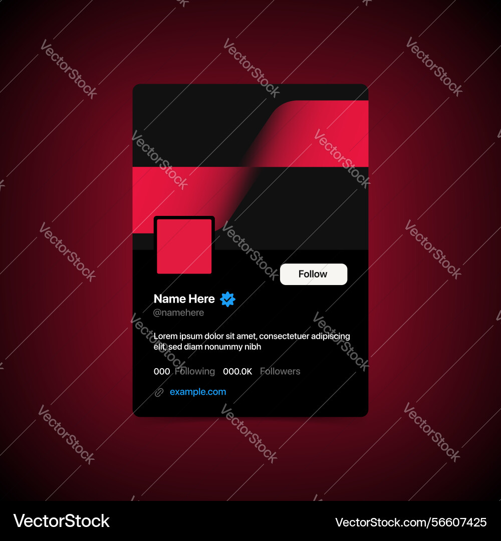 Ui ux style of profile card design - user vector image