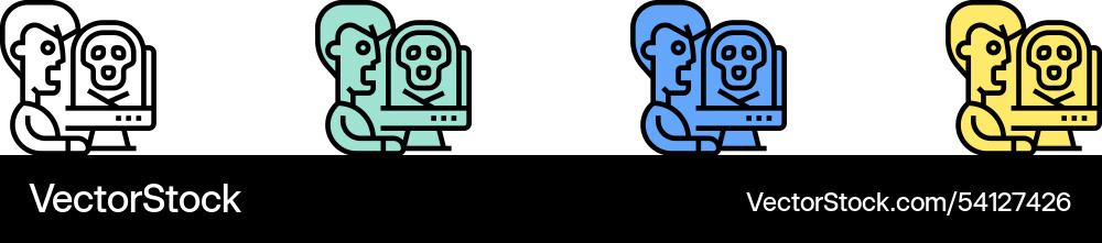 Cyber-Angriff-Symbol Umriss grün blau und gelb Cyber-Angriff-Symbol Umriss grün blau und gelb vektorbild