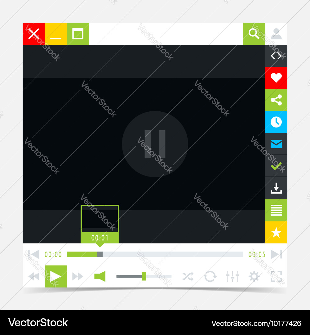 Flache Media Player-Schnittstelle mit Videoladeleiste Vektorbild