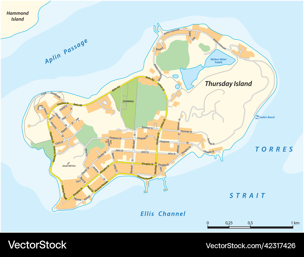 Karte von thursday island in torres strait australia Karte von thursday island in torres strait australia vektorbild