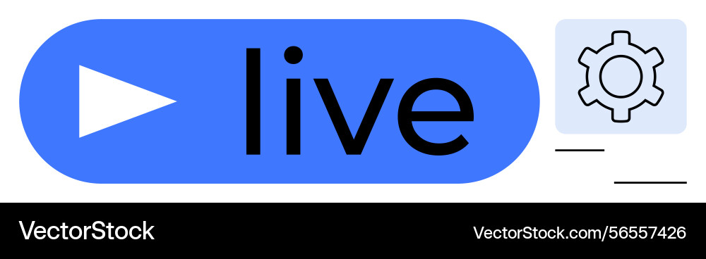Live streaming icon with play button and settings Live streaming icon with play button and settings vector image