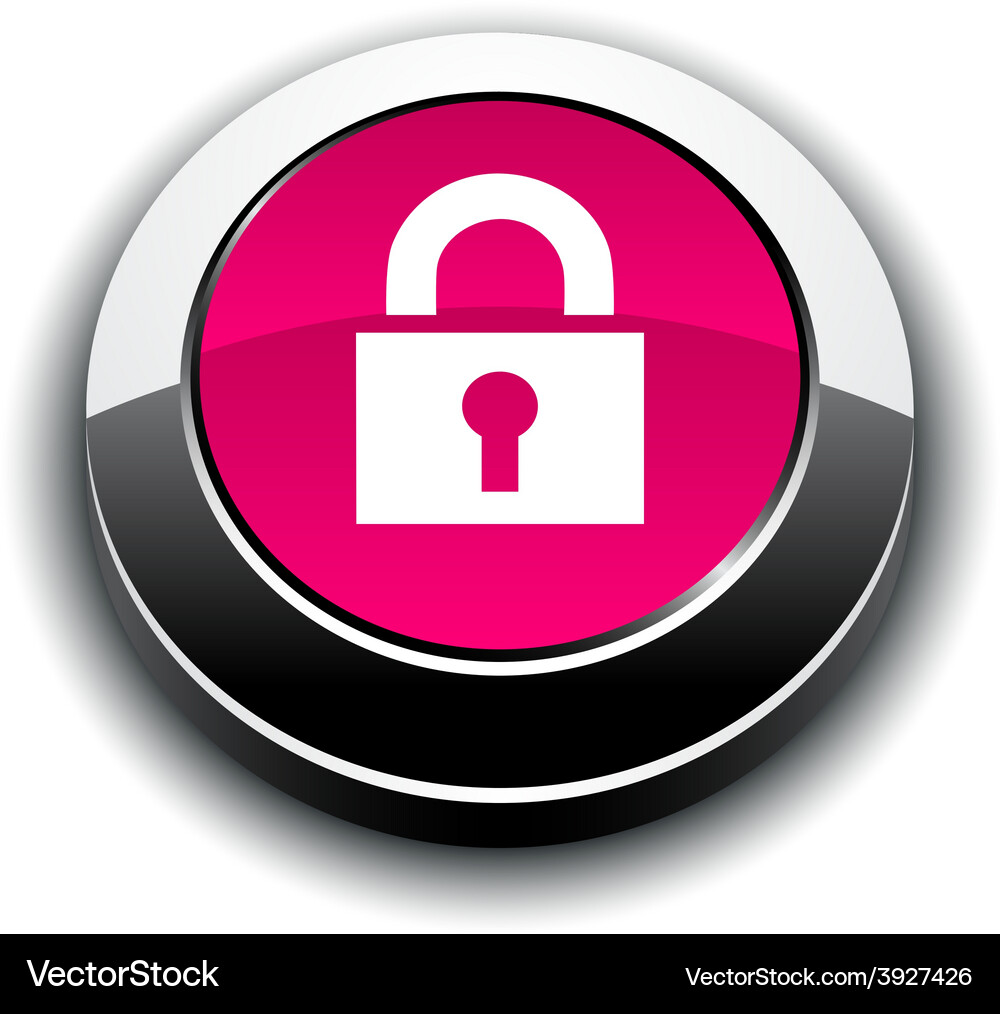 Padlock 3d round button Vector Image