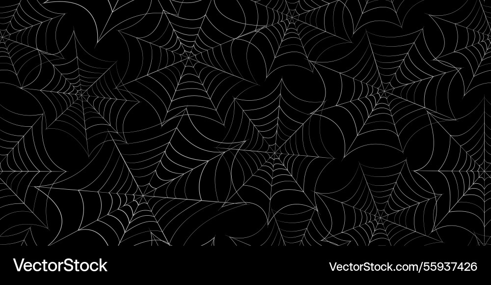 Seamless spider web pattern on black background Seamless spider web pattern on black background vector image