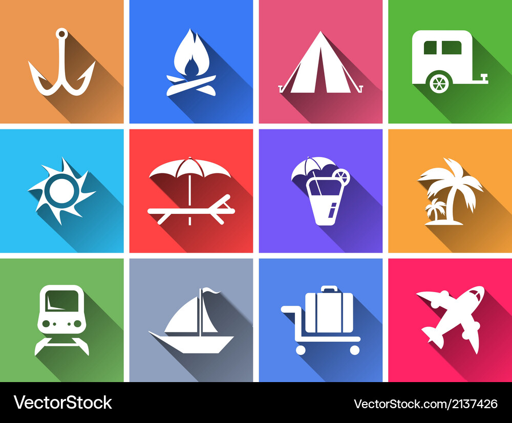 Set of flat color buttons Vector Image
