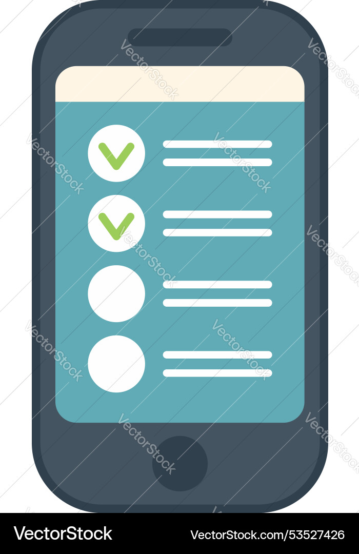 Smartphone showing checklist app for task Smartphone showing checklist app for task vector image