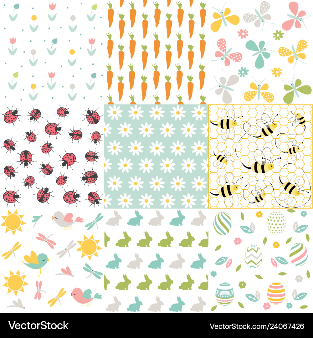 Spring easter patterns seamless background Spring easter patterns seamless background vector image