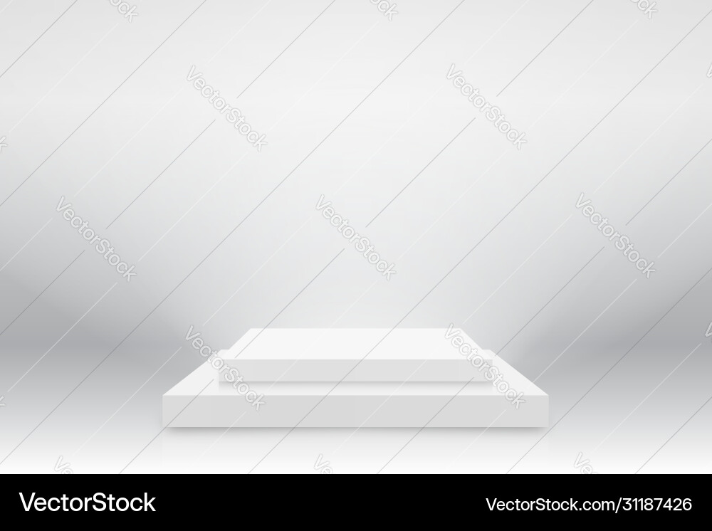White 3d podium mockup in square shape empty White 3d podium mockup in square shape empty vector image