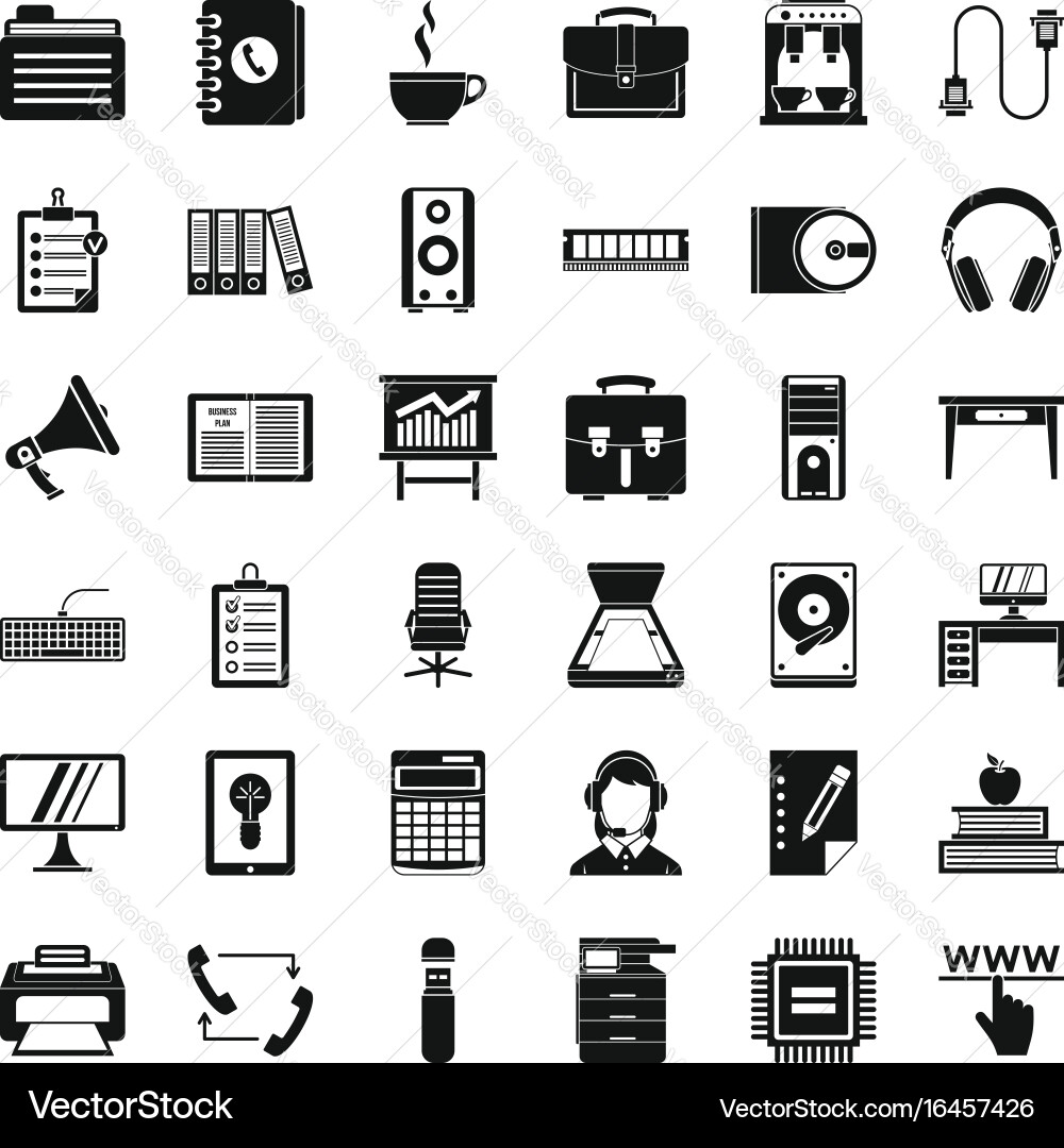 Work briefcase icons set simple style vector image