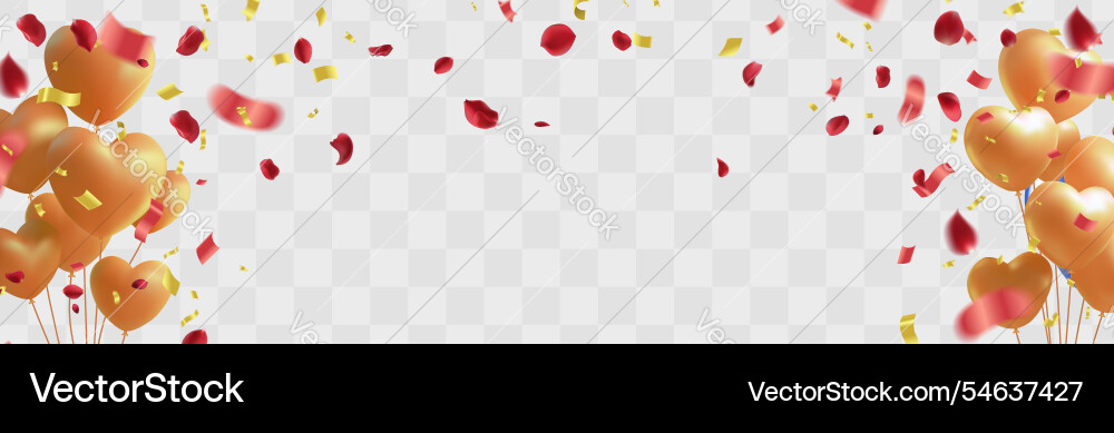 Colorful balloons with triangular party flags Vector Image