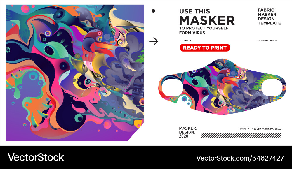 Masker design template and mockup with colorful Masker design template and mockup with colorful vector image